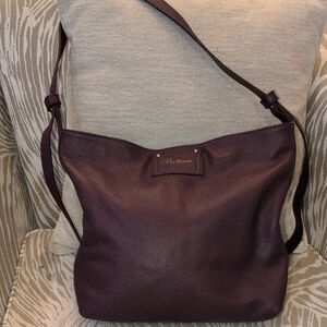 Paolina Plum Italian Pebbled Leather Hobo Shoulder Bag
